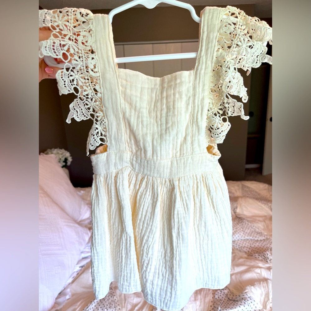 Toddler Baby Cotton Linen Lace Dress - 1st birthday dress!